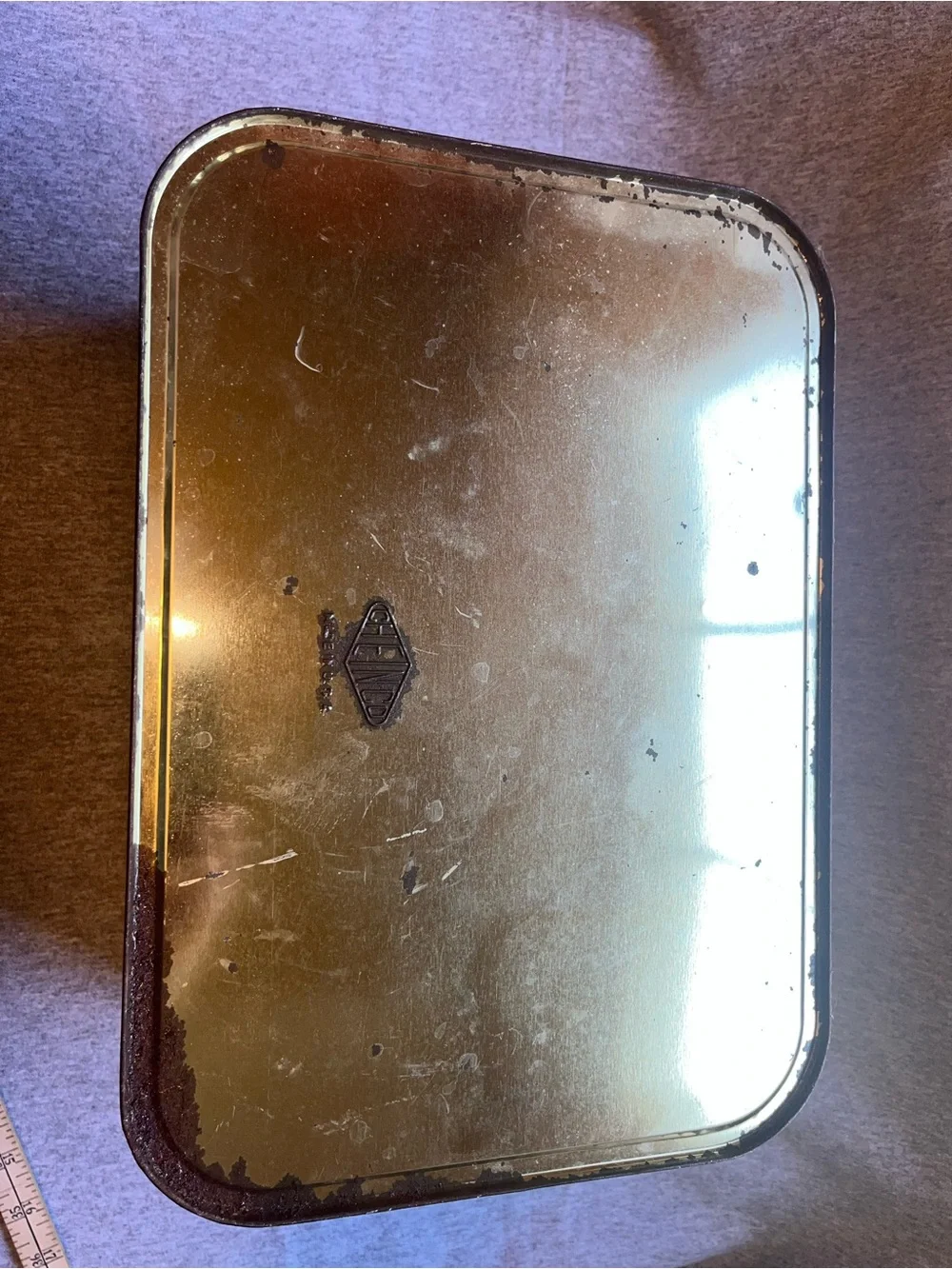 CHEINCO Tin Bread Box Better Baked Brand W/ Lid Brown Made In USA